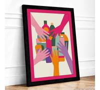 Hands Reaching Together Modern Framed Wall Art Print A4 (29.7×21cm) Black, Wall Decor for Living Room, Bedroom, Office & Home, Ready to Hang, Art Gift