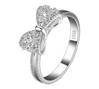 Hands Ring Sterling Silver Rings For Women Cubic Zirconia Promise Rings For Her Stackable Wedding Rings For Women Bow Stacking Ring Sets Squirrel Ring (A, 7号)
