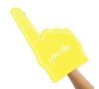 Hands show the foam finger for sporty fans Puntarer Della Mani to celebrate the inspirational design for football games and hockey games