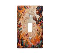 Hands Single Light Switch Cover Plate, Artistic Cultural Leaves Figures Fall Orange Plastic Standard Size Wall Switch Plates Accents for Living Room Bedroom Home Office Decor (Single)