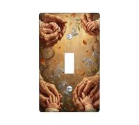Hands Single Light Switch Cover Plate, Nostalgic Warm Flowers Clocks Fall Brown Plastic Standard Size Toggle Light Switch Cover for Home Living Room New Apartment Decor (Single)