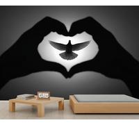 Hands White Dove Wallpaper Flying Bird Wallpaper for Living Room Peace Love Wall Murals for Bedroom Kids Room Mural 150X105cm