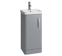 Handsacre Contemporary 1 Door Floor Standing Vanity Unit with Basin, Gloss Grey, 400mm