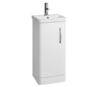 Handsacre Contemporary 1 Door Floor Standing Vanity Unit with Basin, Gloss White, 400mm