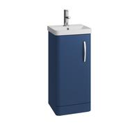 Handsacre Contemporary 1 Door Floor Standing Vanity Unit with Basin, Satin Blue, 400mm