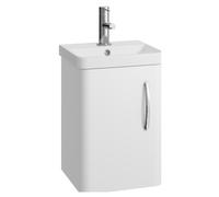 Handsacre Contemporary 1 Door Wall Hung Vanity Unit with Basin, Gloss White, 400mm
