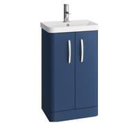 Handsacre Contemporary 2 Door Floor Standing Vanity Unit with Basin, Satin Blue, 500mm
