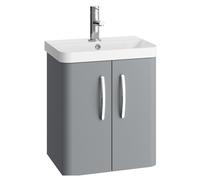 Handsacre Contemporary 2 Door Wall Hung Vanity Unit with Basin, Gloss Grey, 500mm