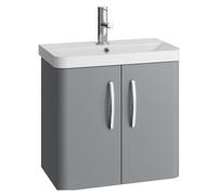 Handsacre Contemporary 2 Door Wall Hung Vanity Unit with Basin, Gloss Grey, 600mm