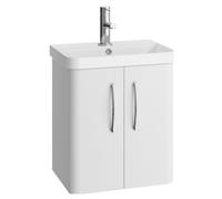 Handsacre Contemporary 2 Door Wall Hung Vanity Unit with Basin, Gloss White, 500mm