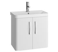 Handsacre Contemporary 2 Door Wall Hung Vanity Unit with Basin, Gloss White, 600mm