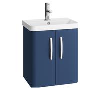 Handsacre Contemporary 2 Door Wall Hung Vanity Unit with Basin, Satin Blue, 500mm