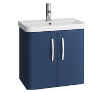 Handsacre Contemporary 2 Door Wall Hung Vanity Unit with Basin, Satin Blue, 600mm