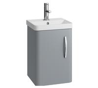 Handsacre Contemporary Wall Hung Vanity Unit with Basin, Gloss Grey, 400mm