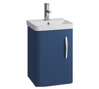 Handsacre Contemporary Wall Hung Vanity Unit with Basin, Satin Blue, 400mm