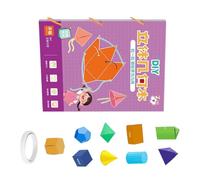 Handsewn Mathematics Manipulative Pack Augmentedreality Paper Model Construction Workbook for Reasoning Practice More Basic to Middle School Travel Friendly STEM Activity Book