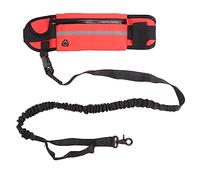 Handsfree Dog Running Leash, Reflective Detachable Pocket Bungees Retractable Rope Dog Walking Belt Waist Leash for Jogging Hiking Training (Red)
