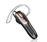 Handsfree Earpiece Bluetooth 6.0 with Noise Cancelling & 38 Hrs Talk Time - Wireless Bluetooth Earpiece, Dual Pairing, Lightweight Single Ear Headset for Driving, Office, Warehouse (Black with gold)