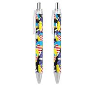 Handshake U.S.A And Ukraine Flag Ballpoint Pen Retractable 0.5mm Black Ink Ball Point Smooth Writing for Office Work Gift