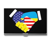 Handshake U.S.A and Ukraine Flag Business Card Holder Slim Purse