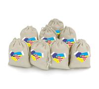 Handshake U.S.A And Ukraine Flag Drawstring Goody Bag 8 Pcs Reusable Gift Bags Cotton And Hemp Bunches Pocket for Halloween Christmas Parties