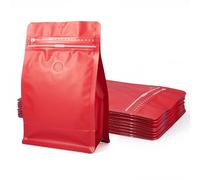 Handship 10Pcs Coffee Bags with Valve 0.5lb Resealable Zipper Bags Flat Bottom Stand Up Storage for Roasted Coffee Beans Cookies & Nuts,Red