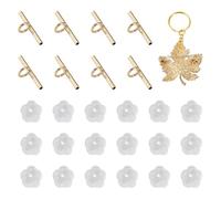 Handship 10Pcs Pin to Pendant Converters Gold Brooch Pendants Converters Pin Necklace Adapter Brass Tube Bails with Plastic Ear Nuts for Changing Brooches Pins to Pendant, 8x20x6mm