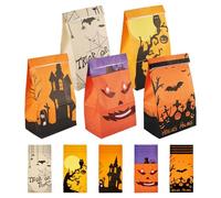 Handship 20Pcs Halloween Treat Bags Pumpkin Spider Bat Ghost Paper Gift Bags Trick or Treat Candy Goodie Bag for Halloween Party Favors Supplies Snack Sweets Chocolate Popcorn