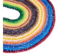 Handship 25 Strands Glass Facted Beads Rondelle Transparent Crystal Glass Loose Beads for DIY Crafts Bracelet Necklace Jewellery Making (25 Color-6mm)