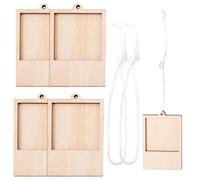Handship 4Pcs Mini Wooden Picture Frames 2.7x1.8'' Christmas Picture Frames with Rope Rustic Rectangle Hanging Photo Frame Ornaments for Displaying 1.6x1.6'' Pictures, Xmas Tree, Home Decorations
