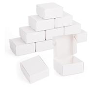 Handship 50Pcs Small Square Paper Folding Boxes 1.61x1.5x0.79 Inch Cardboard Jewelry Wrapping Present Boxes Mini Postal Shipping Box for Small Business Art Crafts Party Favors, White