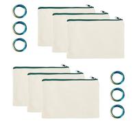 Handship 6Pcs 8.2x5.5 Blank Canvas Zipper Makeup Bags Pencil Pouch Case Sublimation DIY Craft Multipurpose Small Tools Cosmetic Pouches with Spring O Rings for Painting Travel Toiletry Dark Green