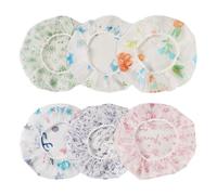 Handship 6Pcs Shower Caps Waterproof Hair Caps Reusable for Bath Spa Salon | Mixed Style Shower Hat Large Hair Hat Plastic Bathing Accessories for Family Shower Spa Salon Beauty Service Hair Protection