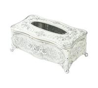 Handship European Style Tissue Box Vintage Flower Pattern Tissue Box Rectangular Tissue Holder for Bathroom Bedroom Office Home Wet Wipes Dispenser Boxes,240×130×100mm, Silver