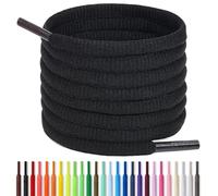 Handshop 1/4" Oval Athletic Shoelaces 24"-72" in 22 Colors Half Round Shoe Laces, Black, 30 inch (76cm) - for kids