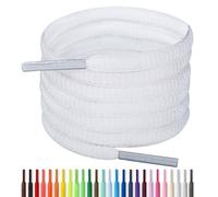Handshop 1/4" Oval Athletic Shoelaces 24"-72" in 22 Colors Half Round Shoe Laces, White, 24 inch (60cm) - for kids