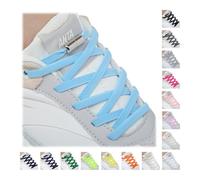 Handshop 2 Pairs Elastic Shoe Laces, No Tie Shoelaces for Adults/Kids Trainers, Sneakers, Running Shoes Light Blue 120cm
