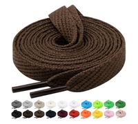 Handshop 2 Pairs Flat Sneaker Shoe Laces 2/5" in 20 Colors, Wide Shoelaces for Athletic, Skate Shoes Brown 60 Inch