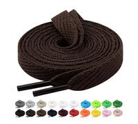 Handshop 2 Pairs Flat Sneaker Shoe Laces 2/5" in 20 Colors, Wide Shoelaces for Athletic, Skate Shoes Dark Brown 63 Inch