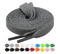 Handshop 2 Pairs Flat Sneaker Shoe Laces 2/5" in 20 Colors, Wide Shoelaces for Athletic, Skate Shoes Deep Grey 45 Inch