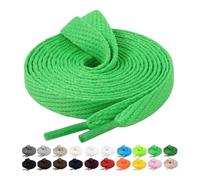 Handshop 2 Pairs Flat Sneaker Shoe Laces 2/5" in 20 Colors, Wide Shoelaces for Athletic, Skate Shoes Grass Green 40 Inch