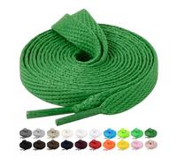Handshop 2 Pairs Flat Sneaker Shoe Laces 2/5" in 20 Colors, Wide Shoelaces for Athletic, Skate Shoes Green 30 Inch