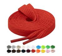 Handshop 2 Pairs Flat Sneaker Shoe Laces 2/5" in 20 Colors, Wide Shoelaces for Athletic, Skate Shoes Red 54 Inch