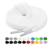 Handshop 2 Pairs Flat Sneaker Shoe Laces 2/5" in 20 Colors, Wide Shoelaces for Athletic, Skate Shoes White 45 Inch