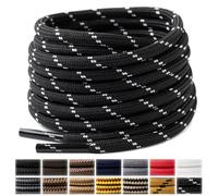 Handshop 2 Pairs Round Boots Shoe laces 4 mm Heavy Duty and Durable Hiking Work Boots Shoe Laces Black White Dot 140cm