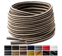 Handshop 2 Pairs Round Boots Shoe laces 4 mm Heavy Duty and Durable Hiking Work Boots Shoe Laces Light Brown Black 140cm