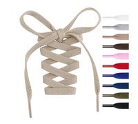 Handshop 2Pair Flat Shoelaces 5/16" - Shoe Laces Replacements For Sneakers and Athletic Shoes Boots Khaki 114cm