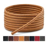 Handshop 3 Pairs Dress Shoe Laces for Men, Replacement Shoelaces for Dress Shoes, Waxed Round Shoe Strings for Women’s Oxford Shoes and Chukka(Tan, 60cm)