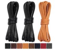 Handshop 3 Pairs Dress Shoe Laces for Men, Replacement Shoelaces for Dress Shoes, Waxed Round Shoe Strings for Women’s Oxford Shoes and Chukka(Black and Tan, 130cm)