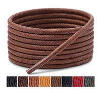 Handshop 3 Pairs Waxed Round Dress Shoelaces, Brown, 130 cm